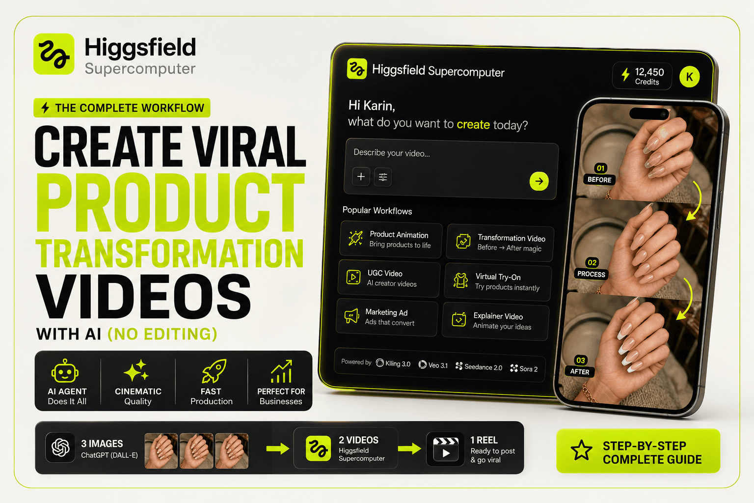 Higgsfield Supercomputer AI Workflow | Create Viral Product Transformation Videos